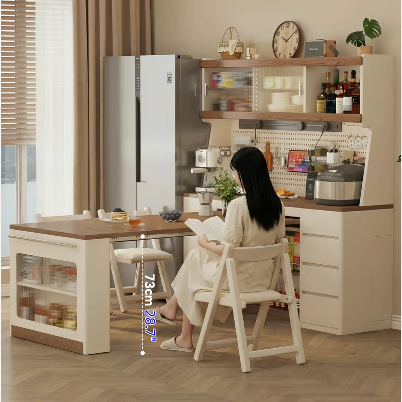 Buffet en bois massif avec table à manger extensible