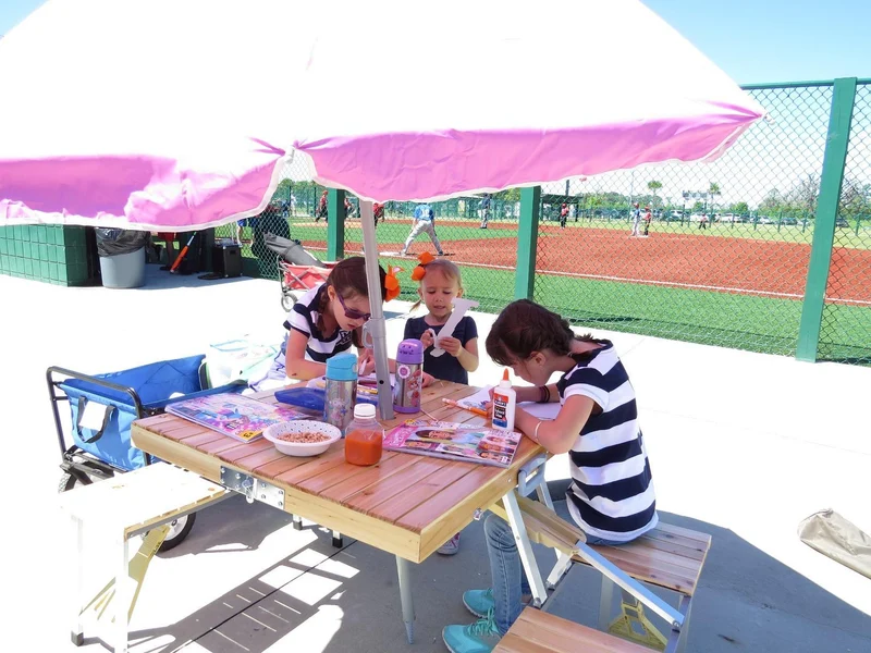 Table de pique-nique de camping en plein air en alliage d'aluminium Table et chaise pliantes intégrées