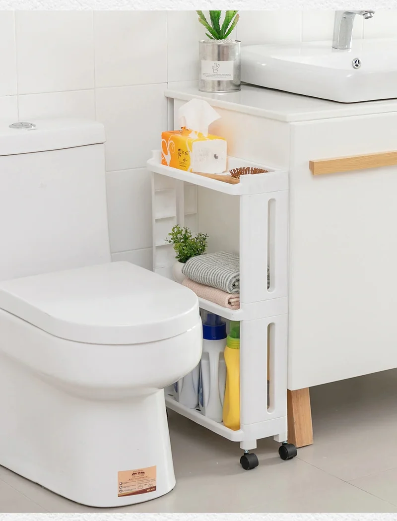 Support de rangement mince pour jardin avec roues