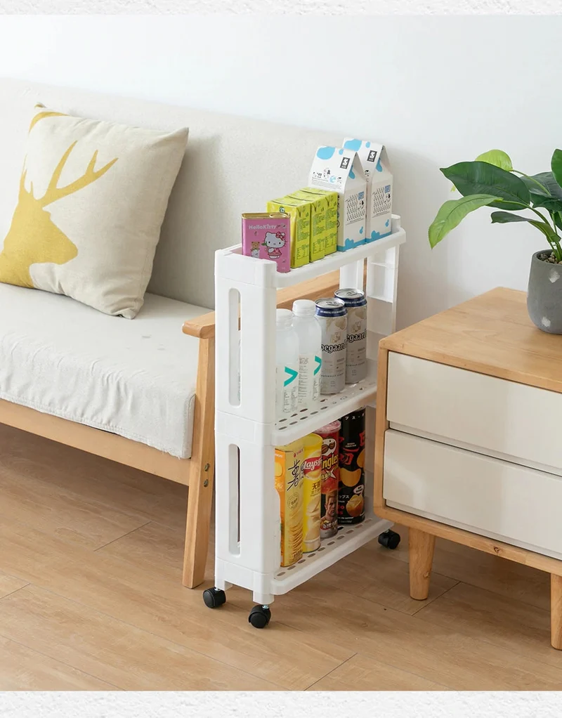 Support de rangement mince pour jardin avec roues