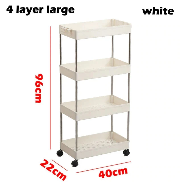 Chariot organisateur mince 3/4 niveaux avec roues pour espace étroit