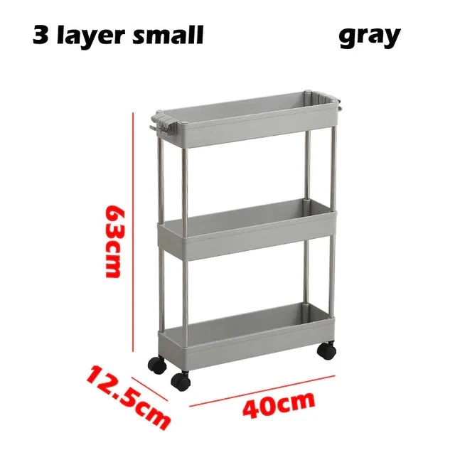 Chariot organisateur mince 3/4 niveaux avec roues pour espace étroit