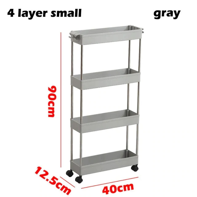 Chariot organisateur mince 3/4 niveaux avec roues pour espace étroit
