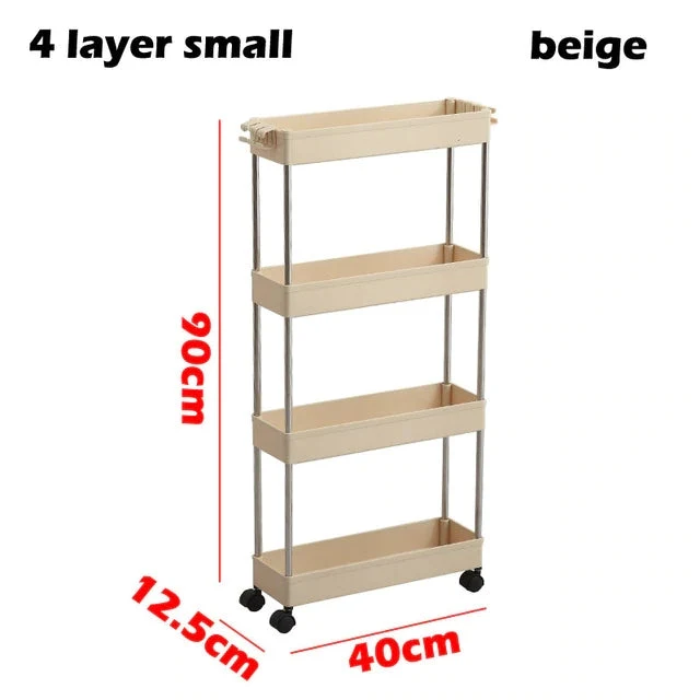 Chariot organisateur mince 3/4 niveaux avec roues pour espace étroit