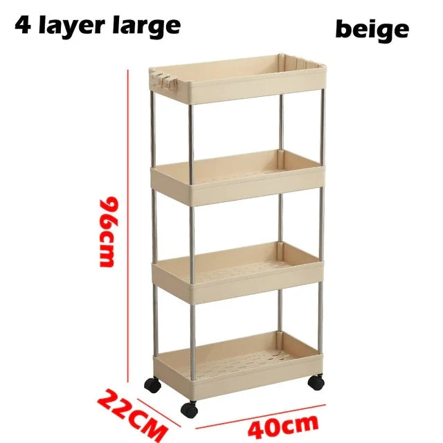 Chariot organisateur mince 3/4 niveaux avec roues pour espace étroit