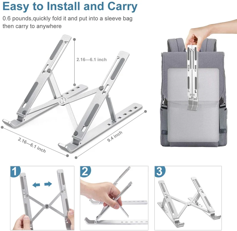Support d'ordinateur portable en aluminium réglable