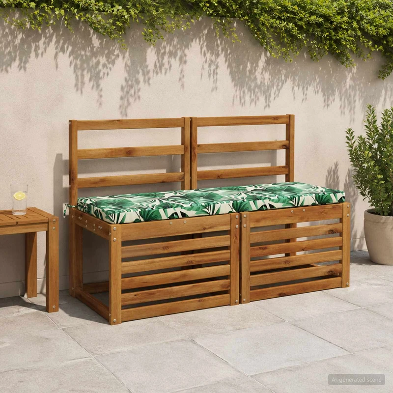 Bench Cushions SOEST 2 pcs 100% Polyester Leaf Pattern