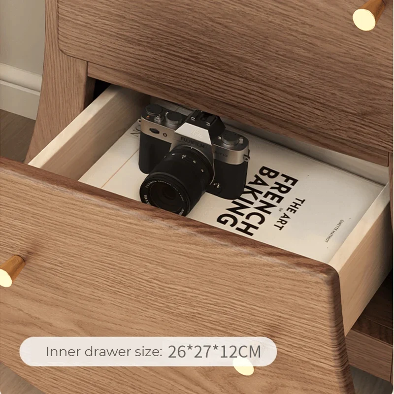 Commode d'appoint à 5 tiroirs en bois massif de style Light Luxury S