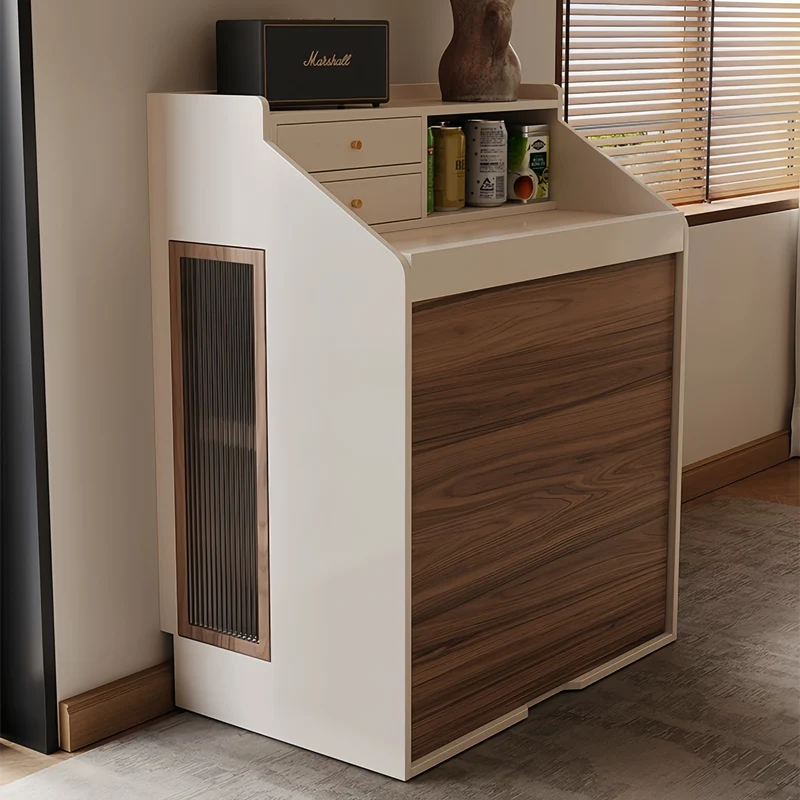 Table de salle à manger gain de place avec rangement dissimulé pour les chaises et tiroirs intégrés