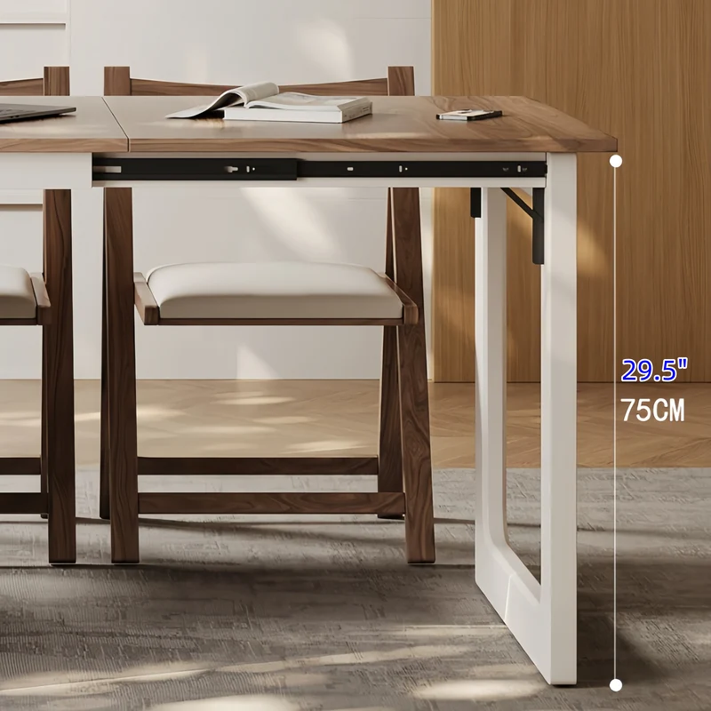 Table de salle à manger gain de place avec rangement dissimulé pour les chaises et tiroirs intégrés