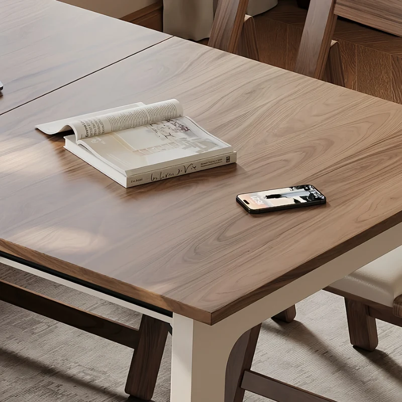 Table de salle à manger gain de place avec rangement dissimulé pour les chaises et tiroirs intégrés