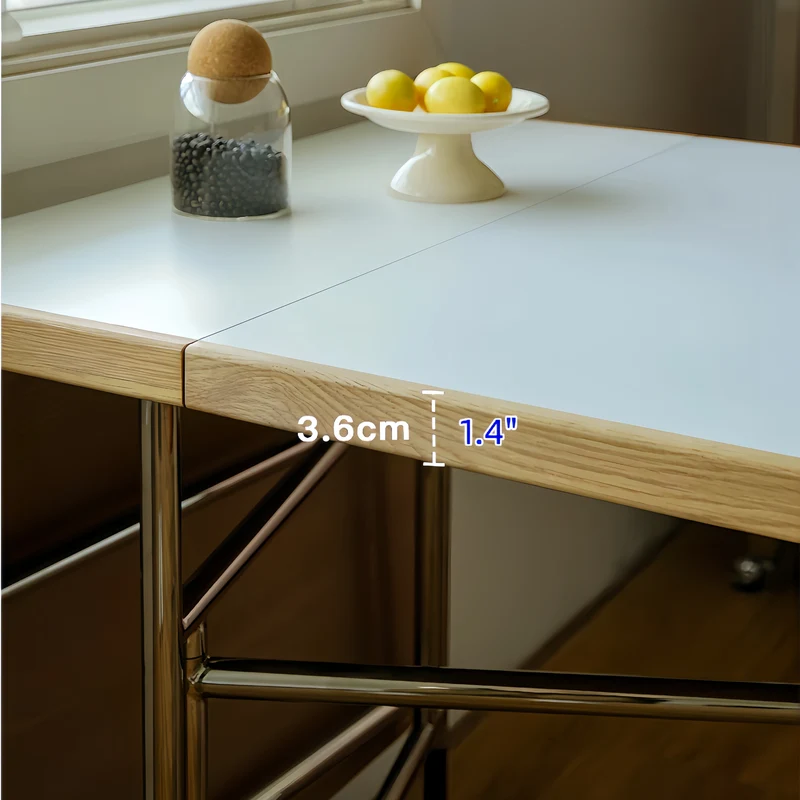 Table de salle à manger à double abattant avec pieds en acier inoxydable