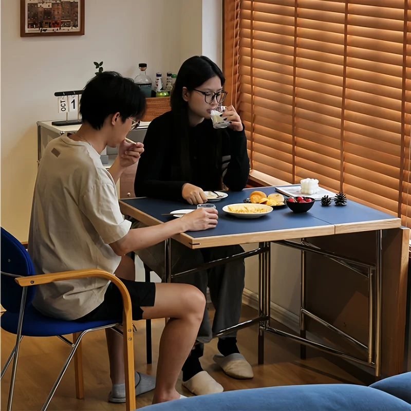 Table de salle à manger à double abattant avec pieds en acier inoxydable
