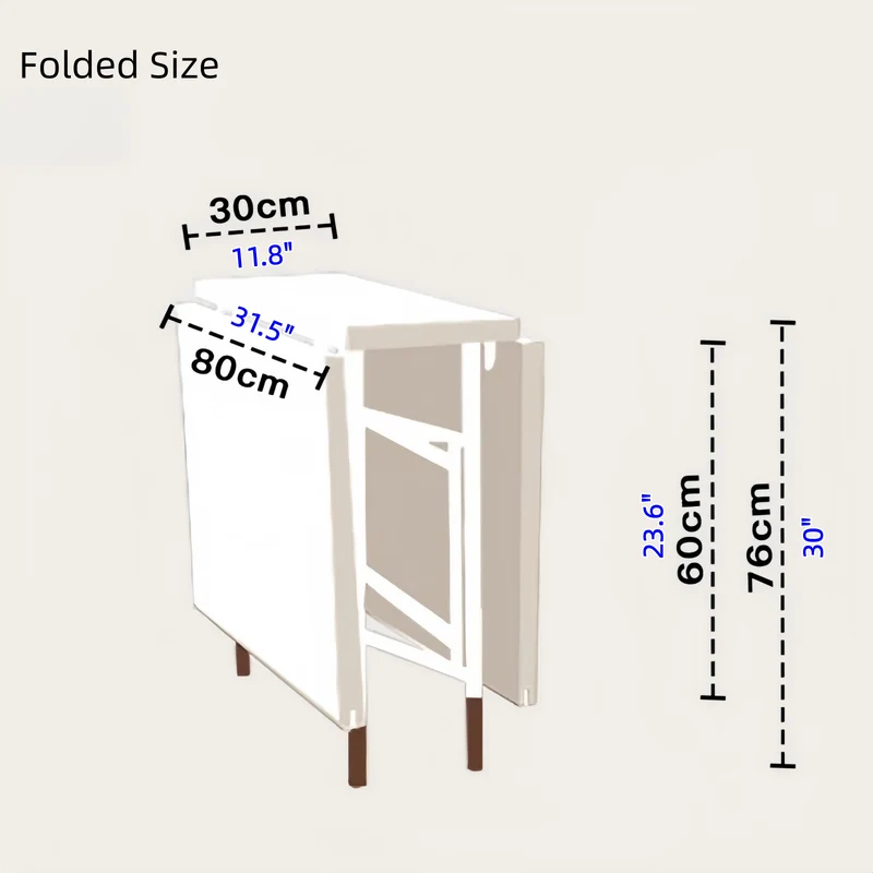 Table de salle à manger à double abattant avec pieds en acier inoxydable