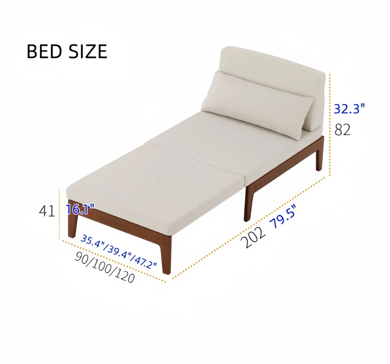 Lit de jour convertible futon en bois massif
