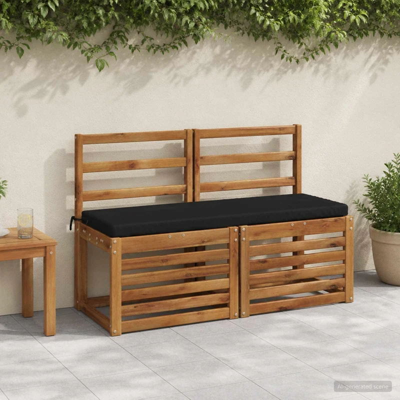 Bench Cushion SOEST 100% Polyester Black 120 x 40 x 5 cm