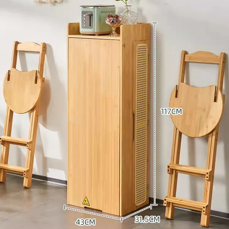 Table de bar pliante en bambou avec support de rangement