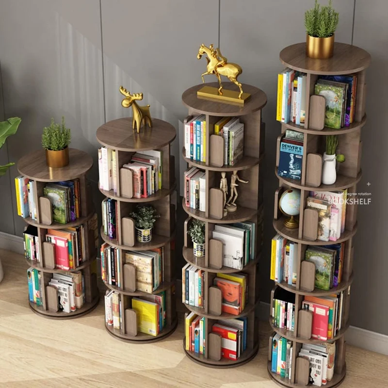 Bibliothèque rotative en bois massif à 360°