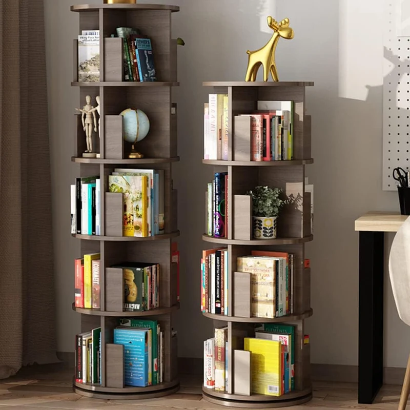 Bibliothèque rotative en bois massif à 360°