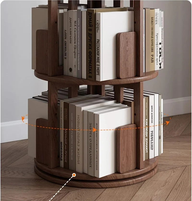 Bibliothèque rotative en bois massif à 360°