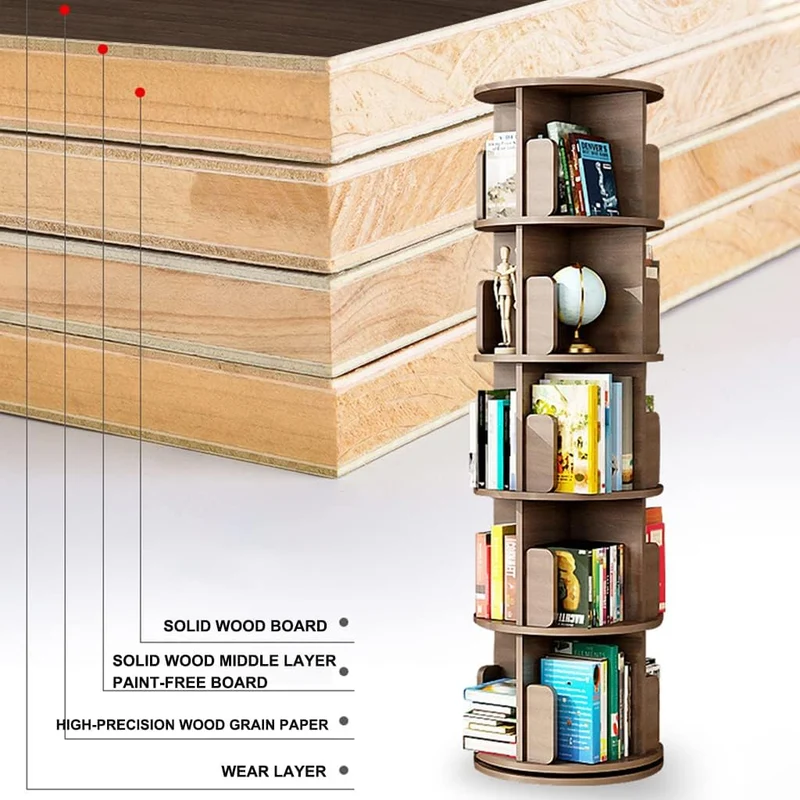Bibliothèque rotative en bois massif à 360°
