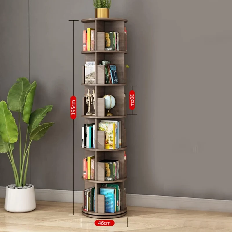Bibliothèque rotative en bois massif à 360°