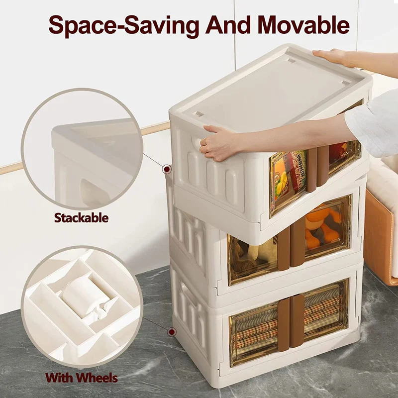 Bacs de rangement pliables avec couvercles et portes