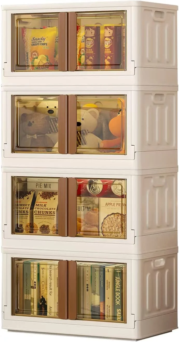 Bacs de rangement pliables avec couvercles et portes