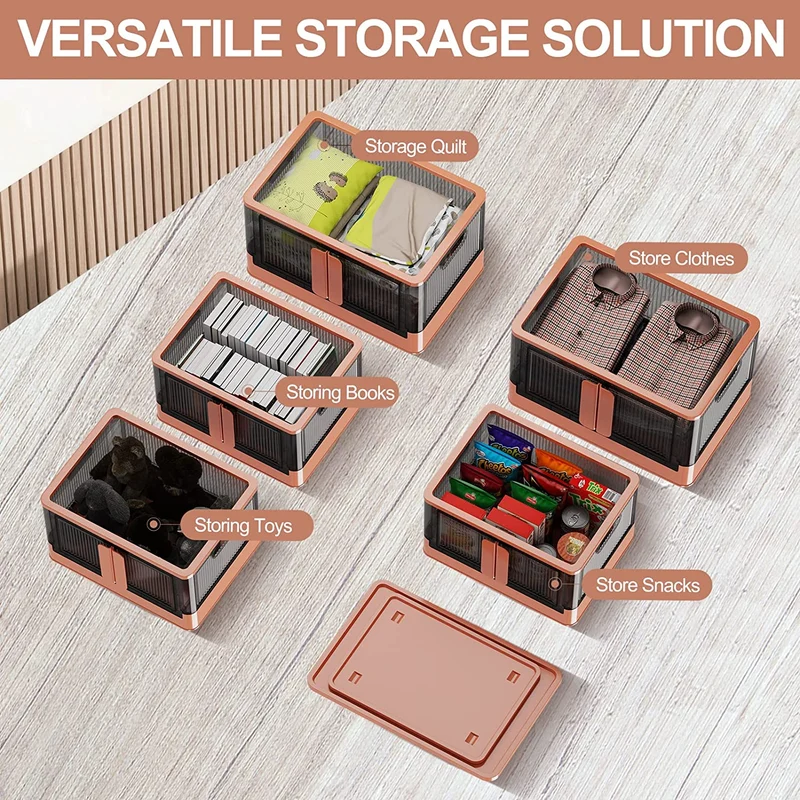 Bacs de rangement empilables et pliables avec couvercles et portes