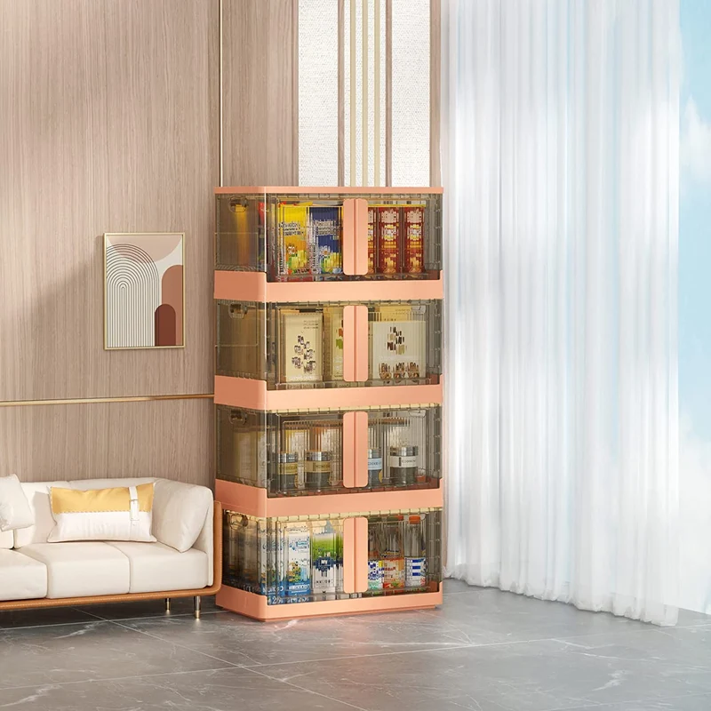 Bacs de rangement empilables et pliables avec couvercles et portes