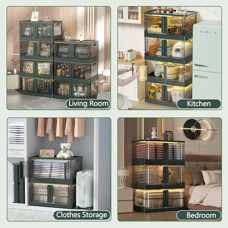 Bacs de rangement pliables avec couvercles et portes