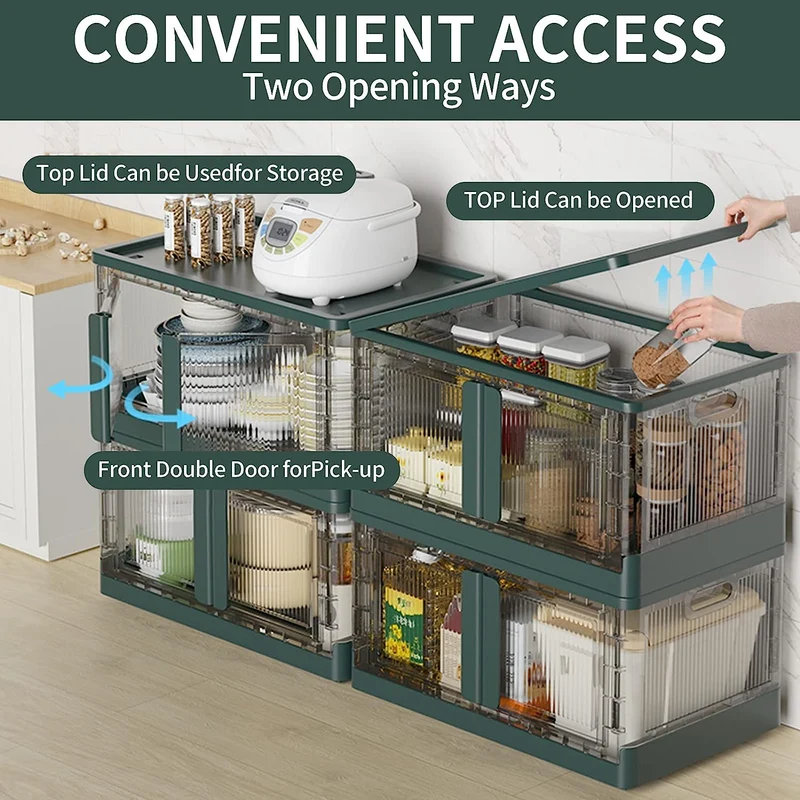 Bacs de rangement pliables avec couvercles et portes