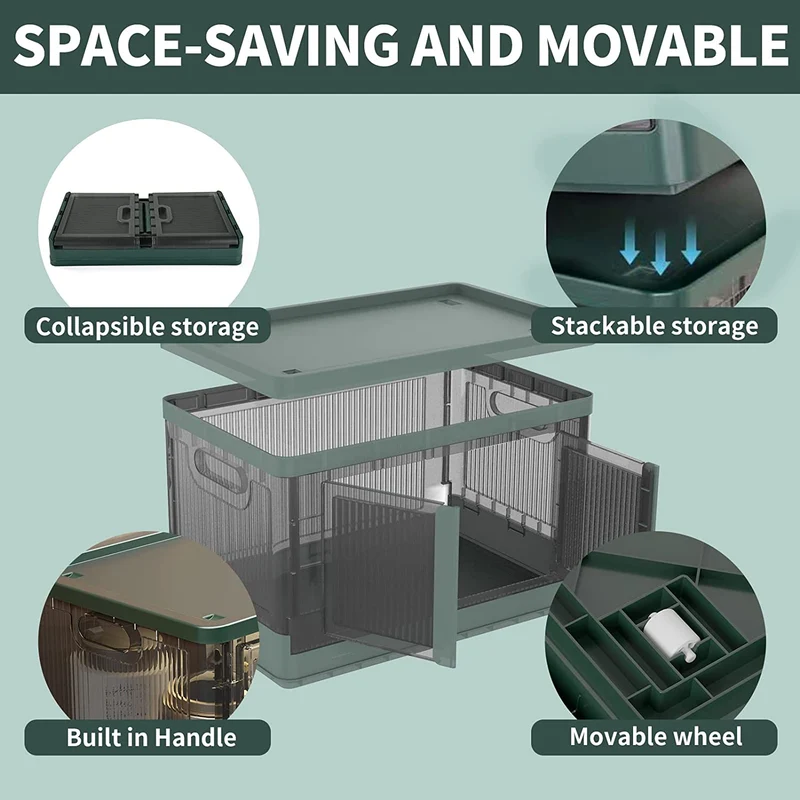 Bacs de rangement pliables avec couvercles et portes
