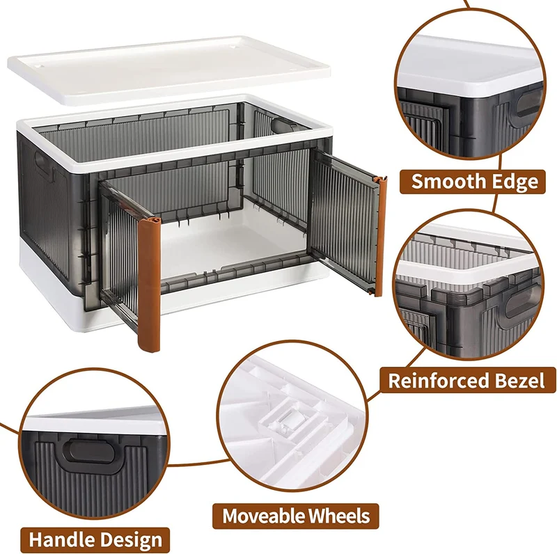 Bacs de rangement empilables et pliables avec couvercles et portes