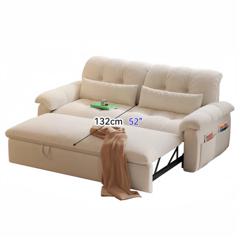 Canapé-lit convertible FatCat en velours suédé microfibre avec poches latérales