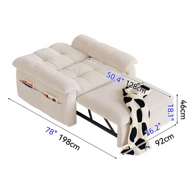 Canapé-lit convertible FatCat en velours suédé microfibre avec poches latérales