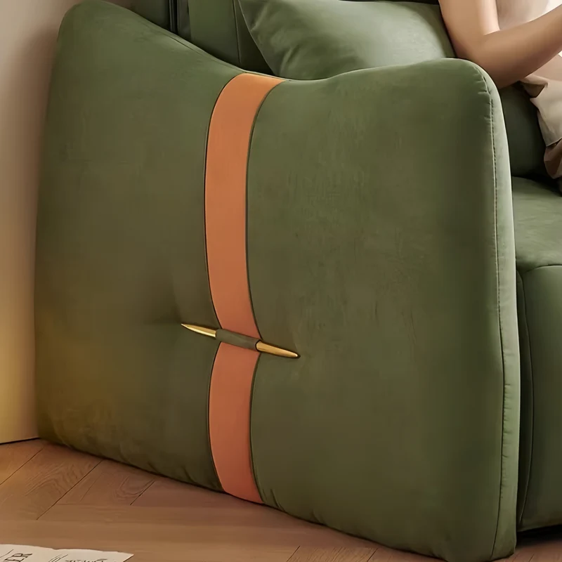 Canapé-lit moderne et minimaliste en tissu suédine microfibre avec télécommande et tiroir de rangement