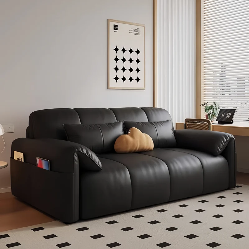Canapé-lit électrique Leathaire télécommandé avec coussin en latex et tiroir de rangement