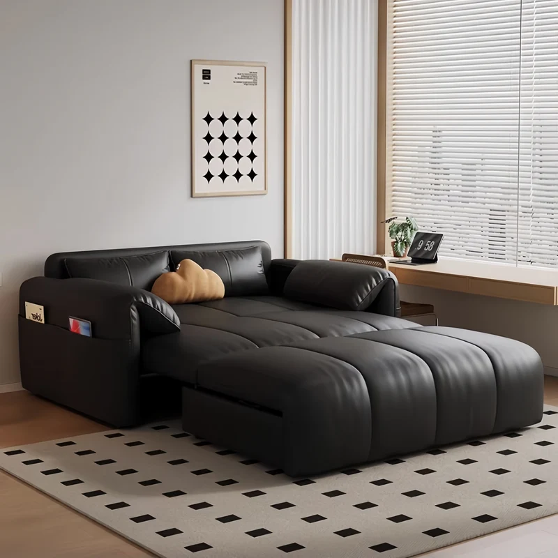 Canapé-lit électrique Leathaire télécommandé avec coussin en latex et tiroir de rangement