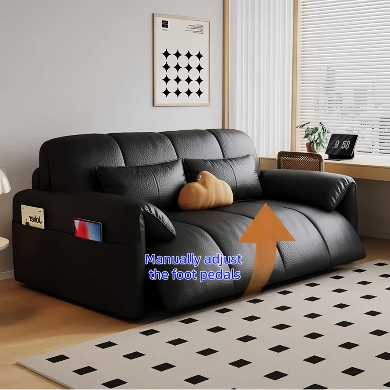 Canapé-lit électrique Leathaire télécommandé avec coussin en latex et tiroir de rangement