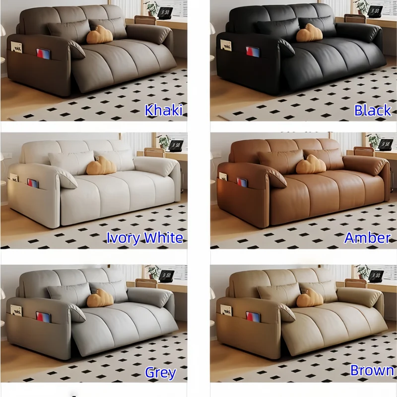 Canapé-lit électrique Leathaire télécommandé avec coussin en latex et tiroir de rangement