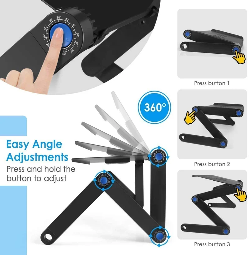360 Bureau d'ordinateur portable pliable réglable et support de lecture ergonomique