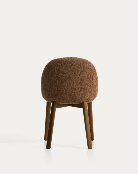 Meila chair in terracotta chenille with legs in walnut finish