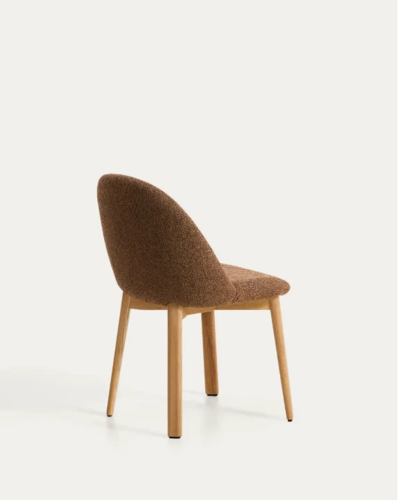 Meila chair in terracotta chenille with legs in solid ash wood with natural finish