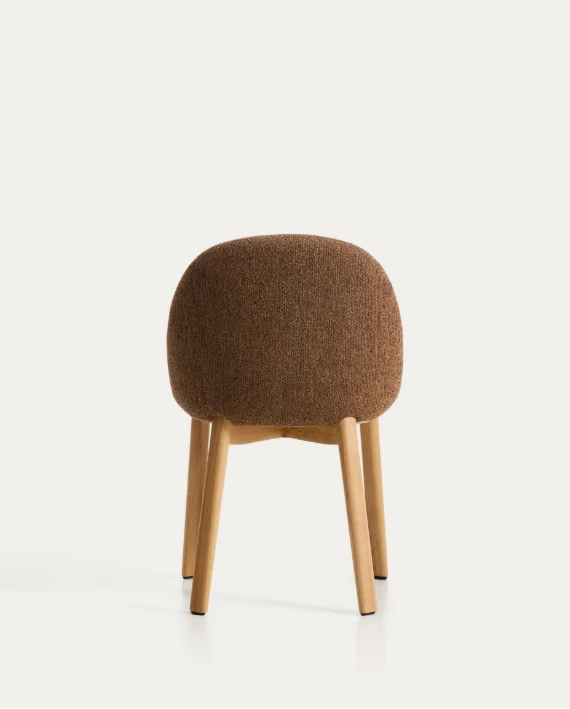 Meila chair in terracotta chenille with legs in solid ash wood with natural finish