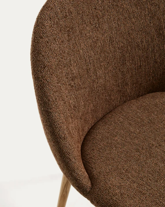 Meila chair in terracotta chenille with legs in solid ash wood with natural finish
