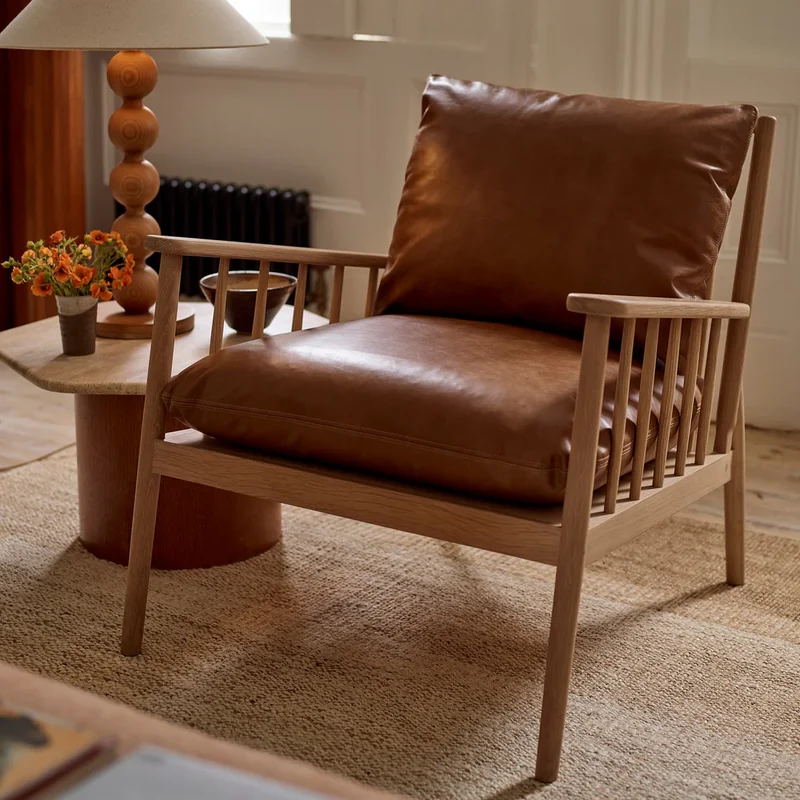 Casey Armchair, Tan Leather