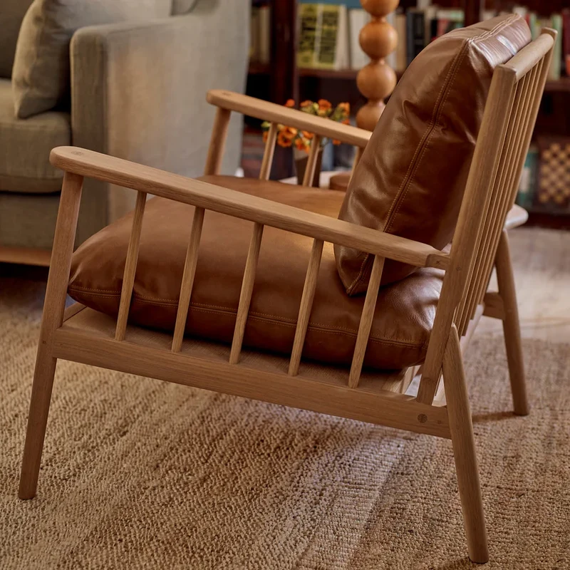 Casey Armchair, Tan Leather