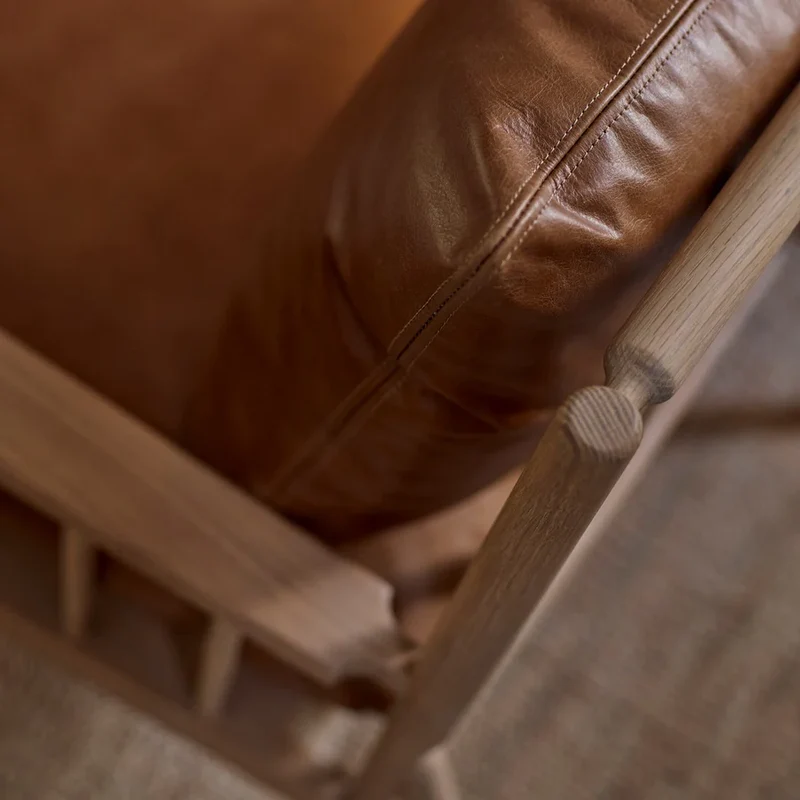 Casey Armchair, Tan Leather