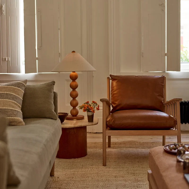 Casey Armchair, Tan Leather